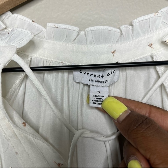 Anthropologie Current Air Women Top Small White Peasant Boho Cottage Core Floral - Picture 3 of 11